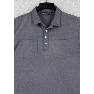 Travis Mathew Polo Shirt Mens Sz XL Gray Pima Cotton Blend Pockets Golf Golfer